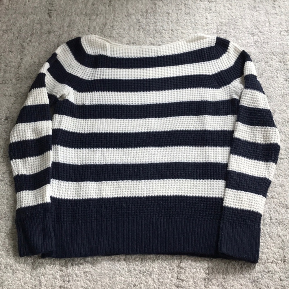 Gap Navy and White Stripe Sweater